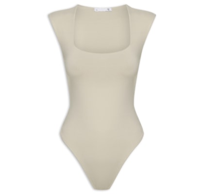 Body Feminino Decote Reto - Bege