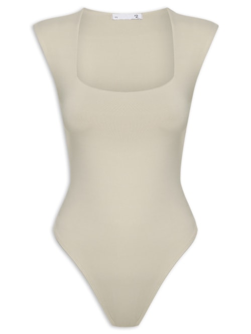 Body Feminino Decote Reto - Bege