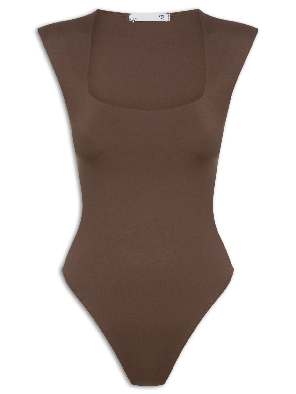 Body Feminino Decote Reto Marrom '2Essential