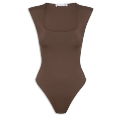 Body Feminino Decote Reto - Marrom