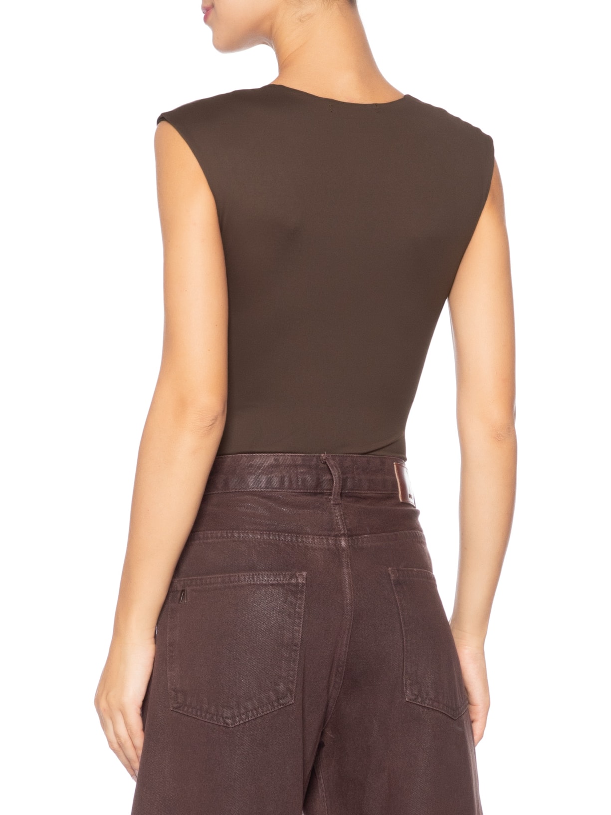 Body Feminino Decote Reto Marrom '2Essential