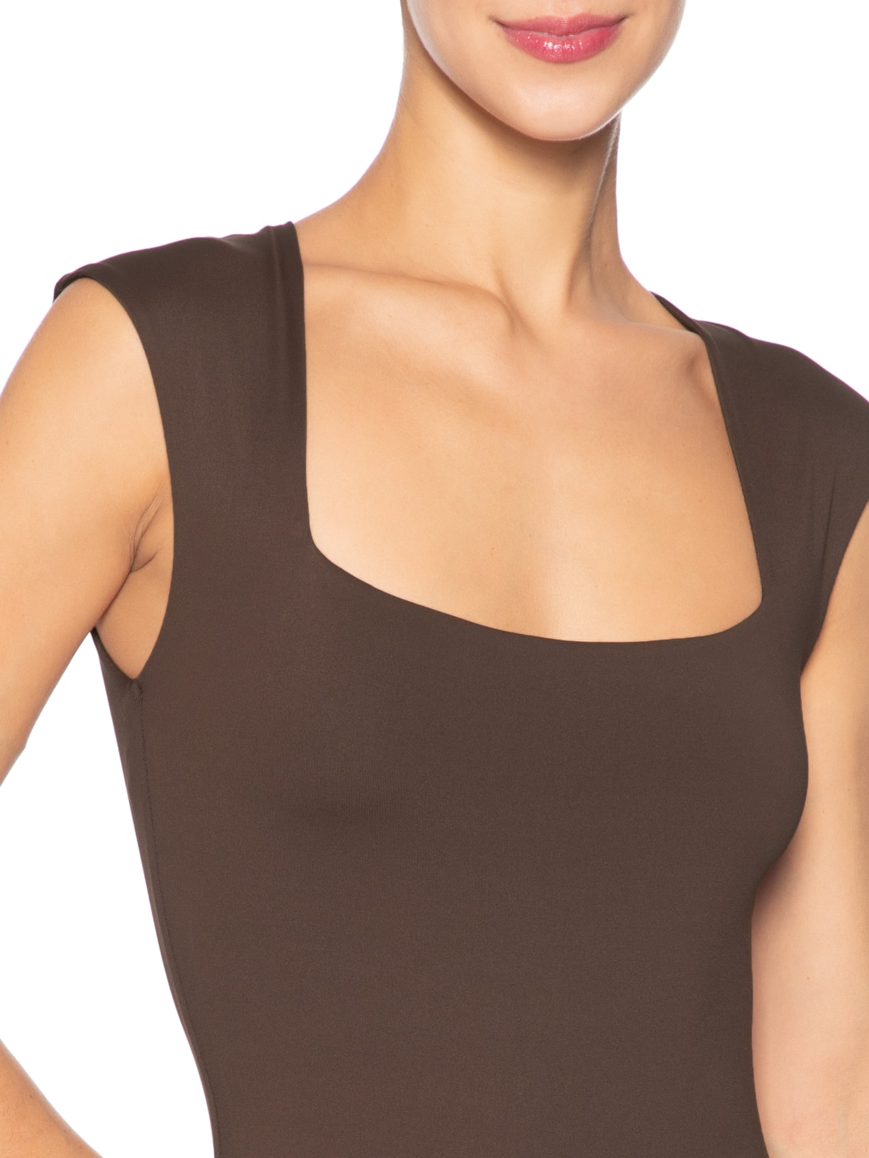 Body Feminino Decote Reto Marrom '2Essential