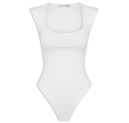 Body Feminino Decote Reto - Off White