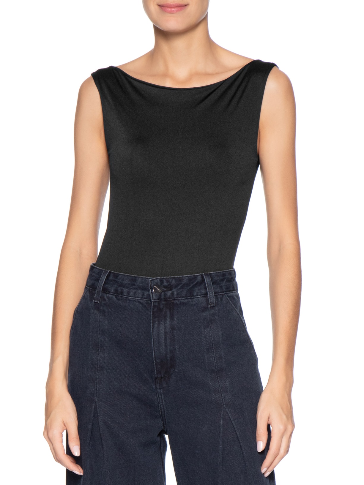 Body Feminino Drapeado Preto Basiq