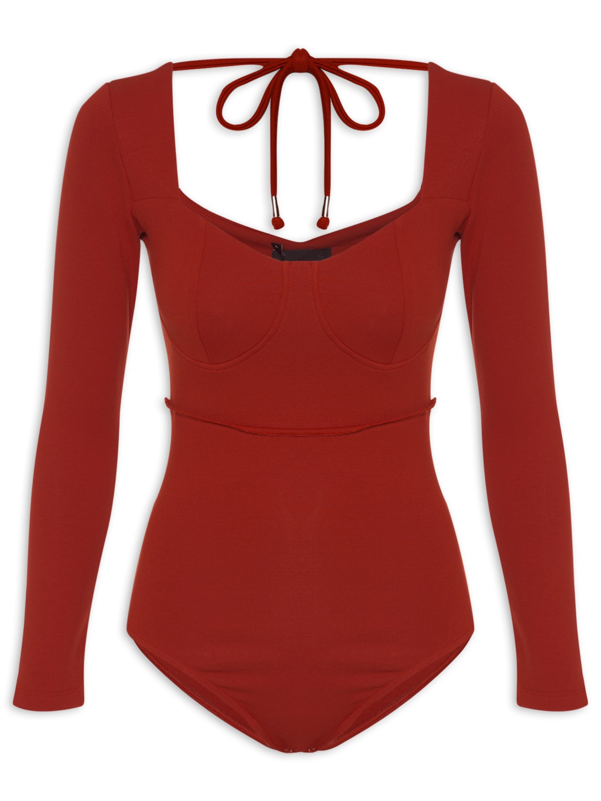 Body Feminino Em Decote Princesa Em Malha - Vermelho