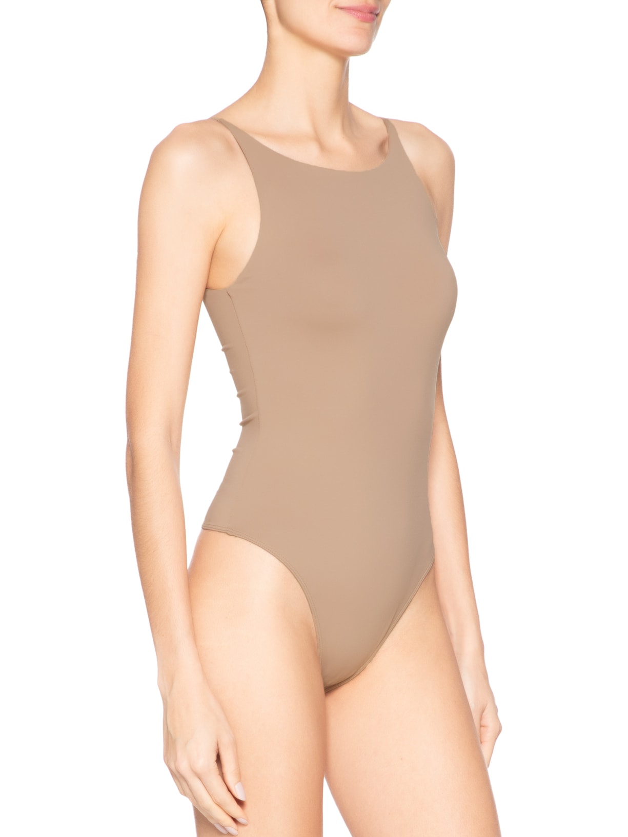 Body Feminino Em Malha Bege Market 33