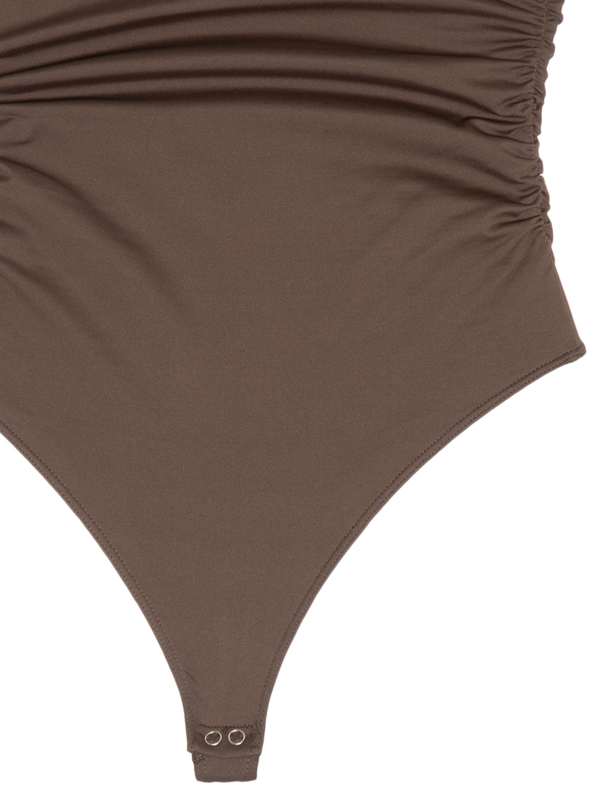 Body Feminino Em Malha Com Drapeados Laterais Marrom Market 33