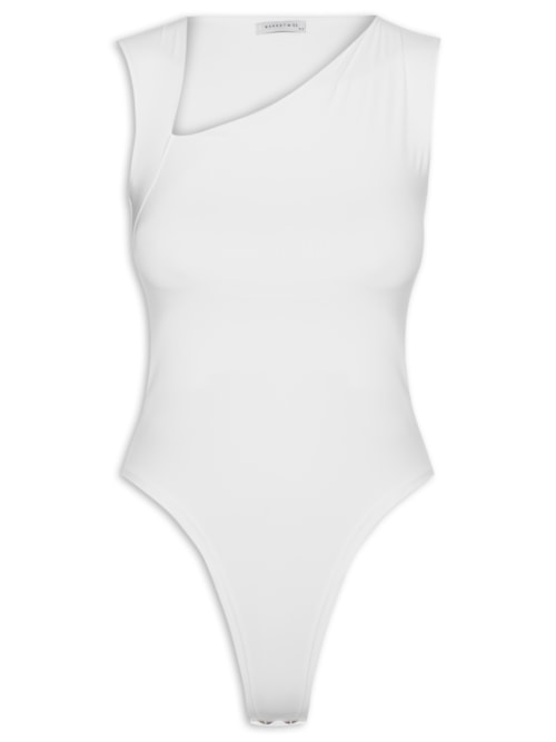 Body Feminino em Poliamida com Decote Assimétrico – Branco