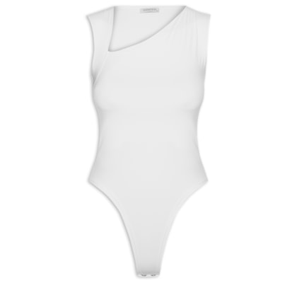 Body Feminino em Poliamida com Decote Assimétrico – Branco