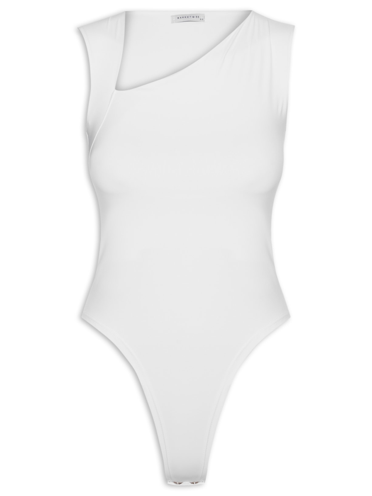 Body Feminino em Poliamida com Decote Assimétrico – Branco