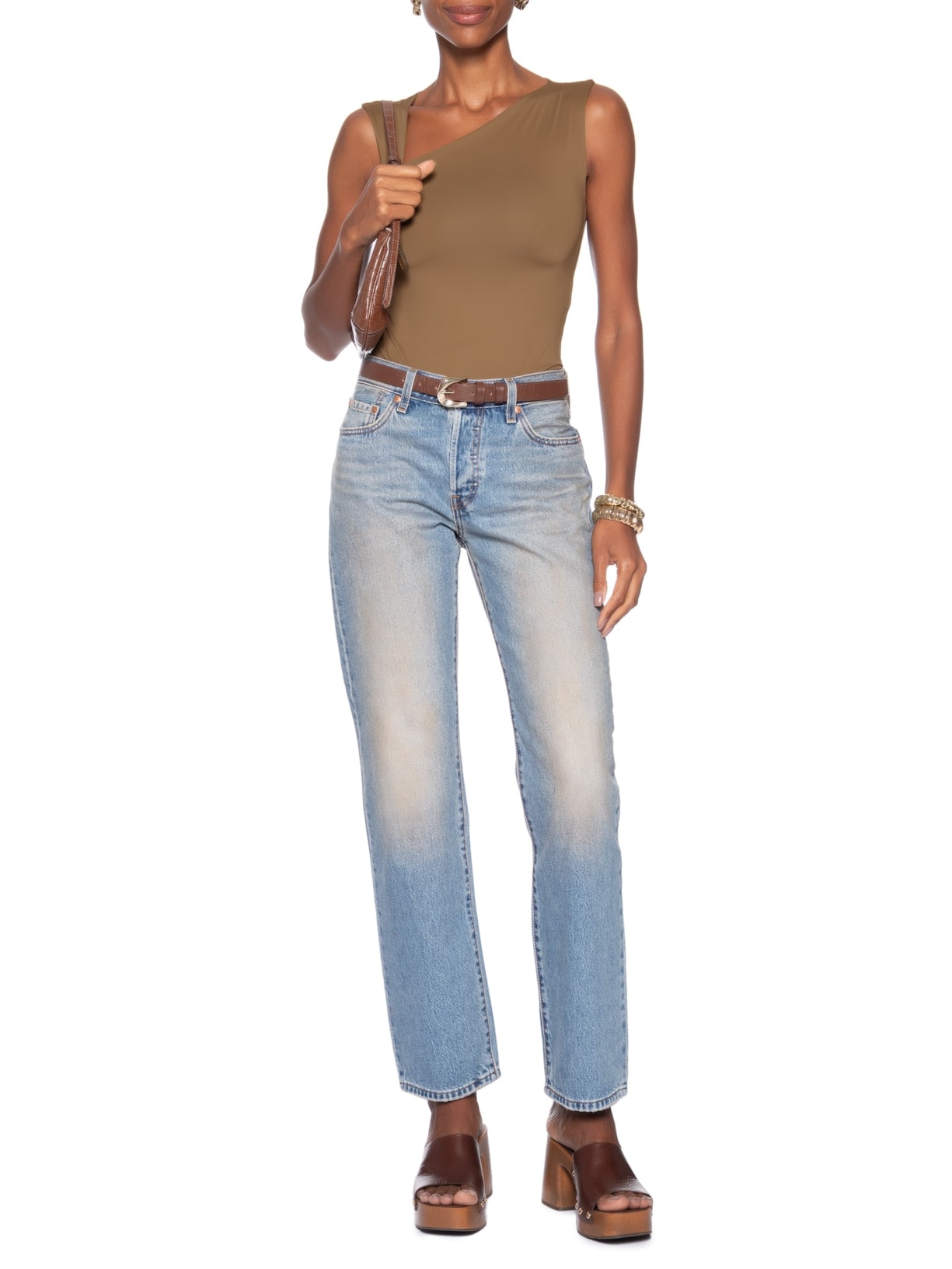 Body Feminino em Poliamida com Decote Assimétrico – Marrom Market 33