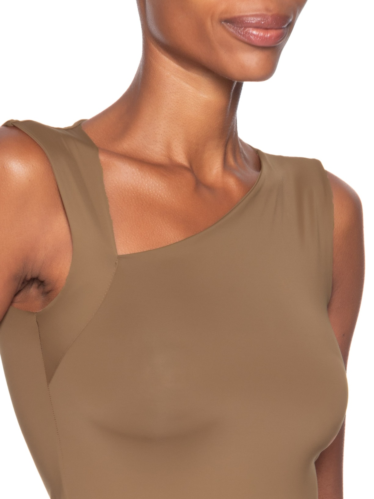 Body Feminino em Poliamida com Decote Assimétrico – Marrom Market 33