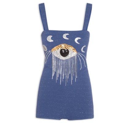 Body Feminino Gal Lua E Olho - Azul