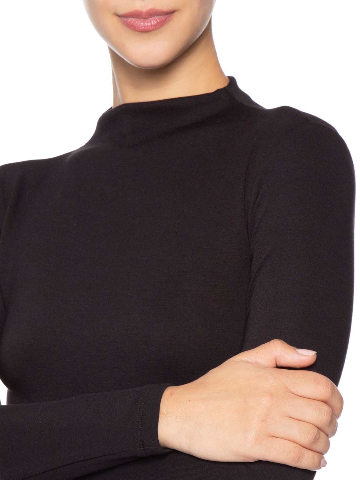 Body Feminino Gola Alta Manga Longa Preto Basiq