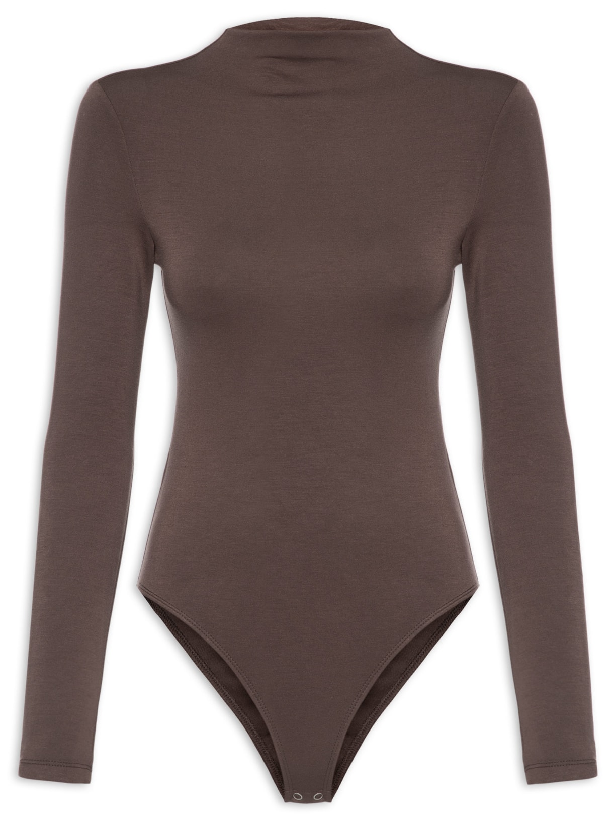 Body Feminino Gola Alta Manga Longa – Marrom Basiq