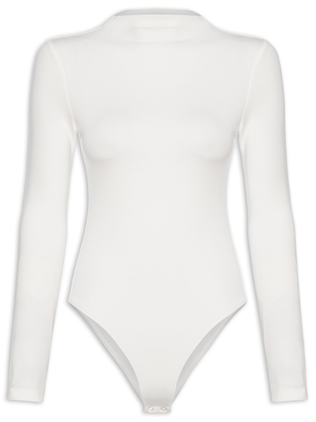 Body Feminino Gola Alta Manga Longa – Off White Basiq