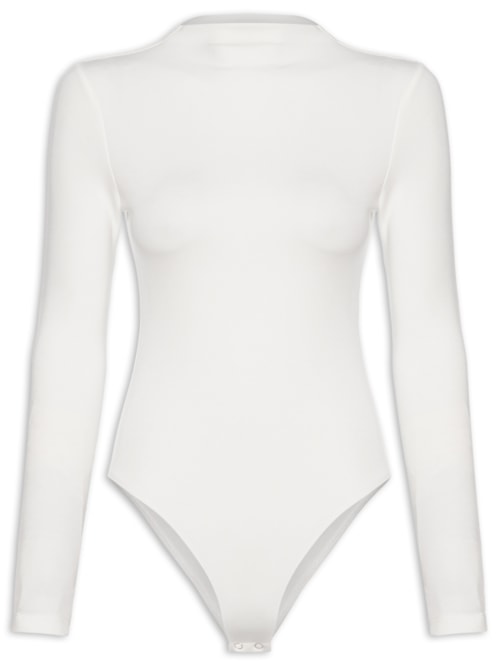 Body Feminino Gola Alta Manga Longa – Off White