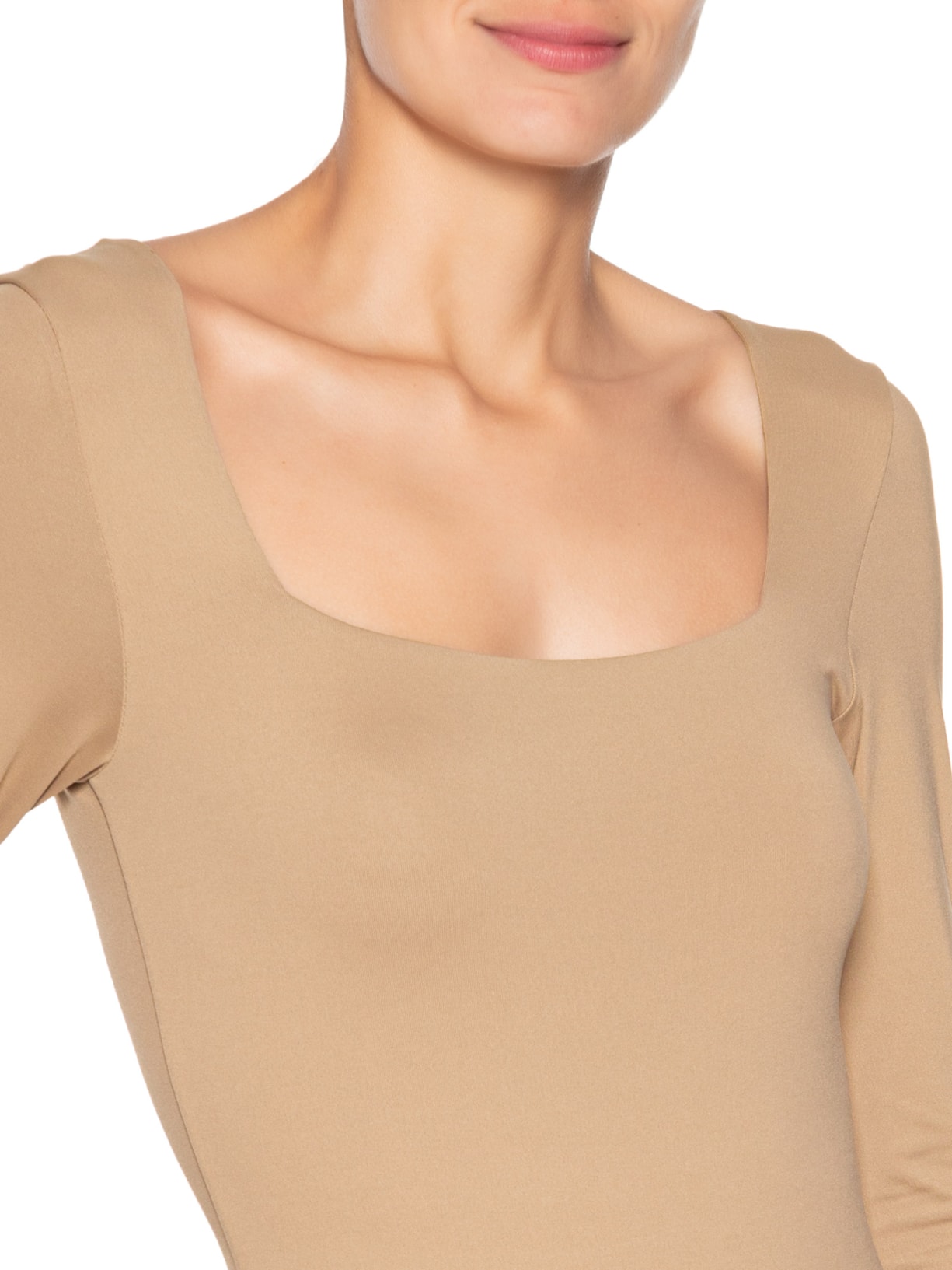 Body Feminino Manga Longa E Decote Quadrado Bege '2Essential