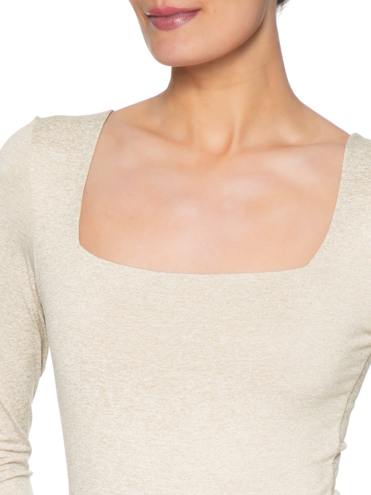 Body Feminino Manga Longa E Decote Quadrado Bege '2Essential