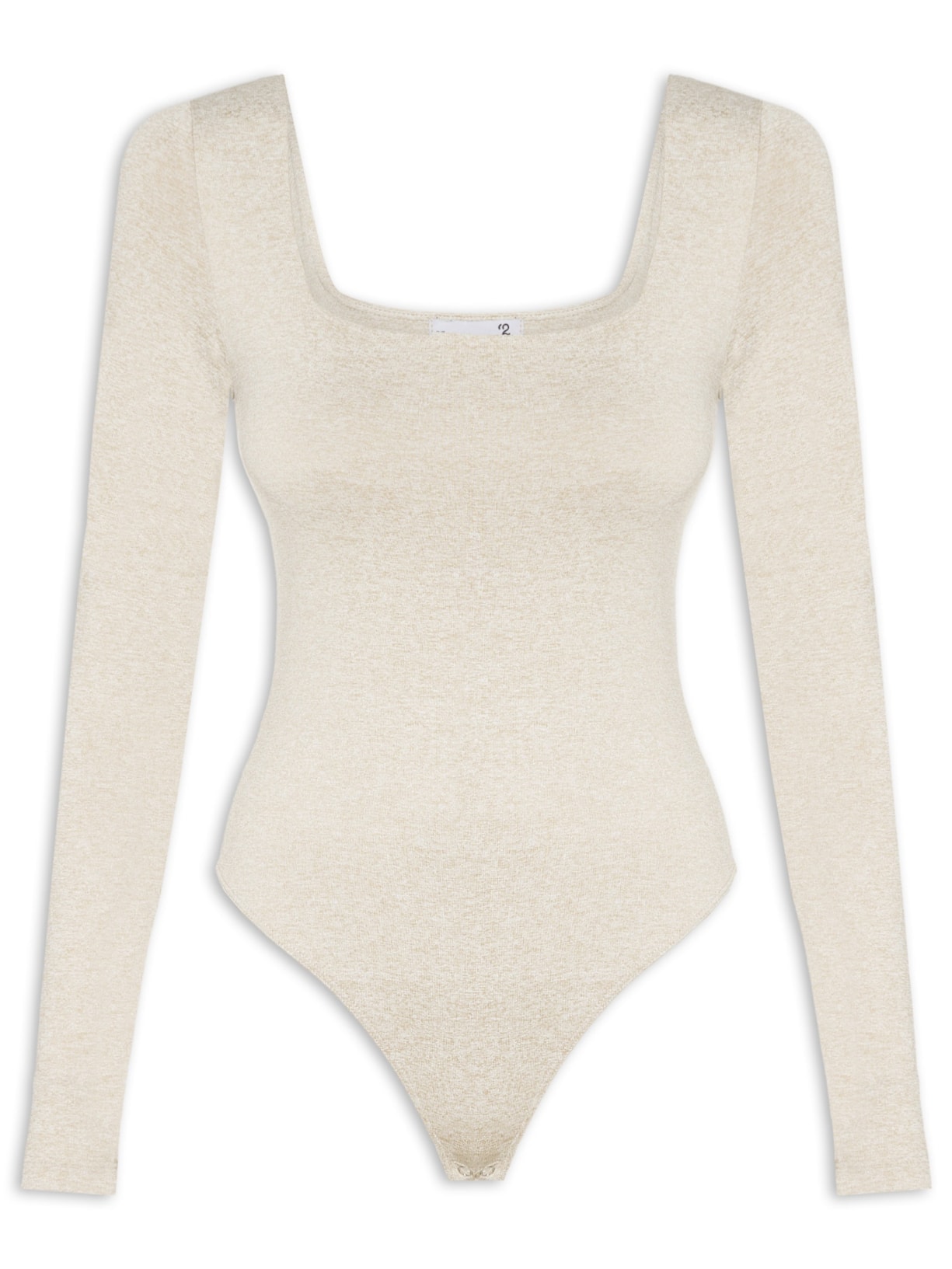 Body Feminino Manga Longa E Decote Quadrado - Bege