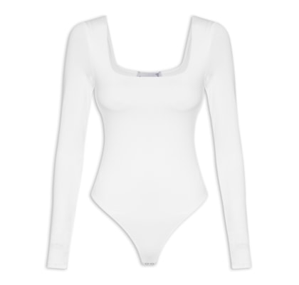 Body Feminino Manga Longa E Decote Quadrado - Branco