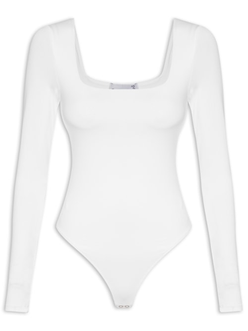 Body Feminino Manga Longa E Decote Quadrado - Branco