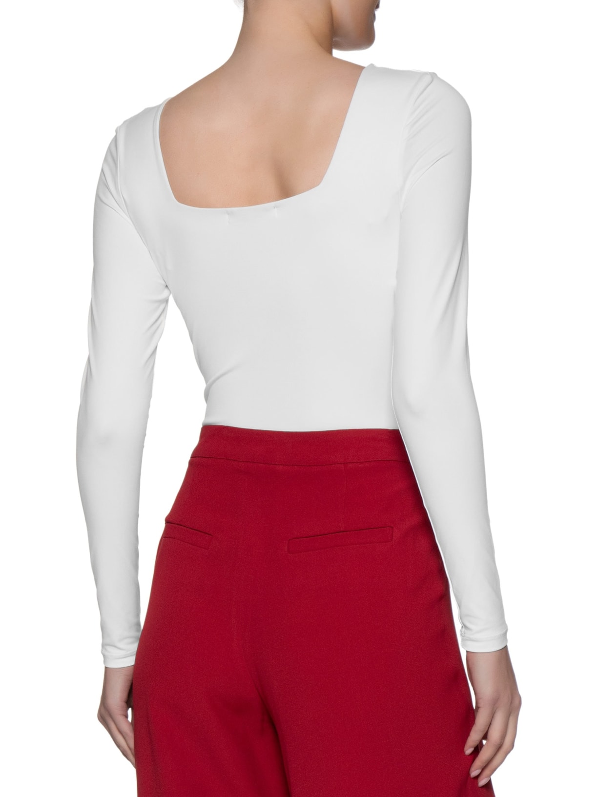 Body Feminino Manga Longa E Decote Quadrado Branco '2Essential