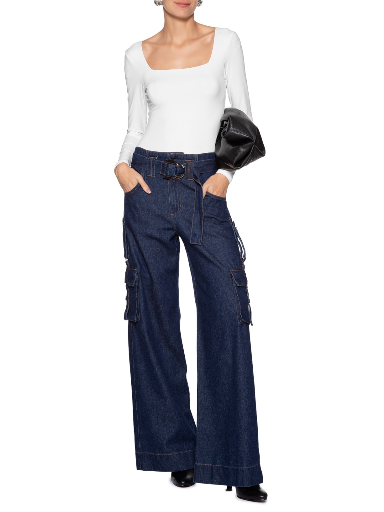 Body Feminino Manga Longa E Decote Quadrado Branco '2Essential