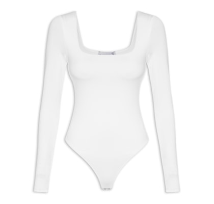 Body Feminino Manga Longa E Decote Quadrado - Branco