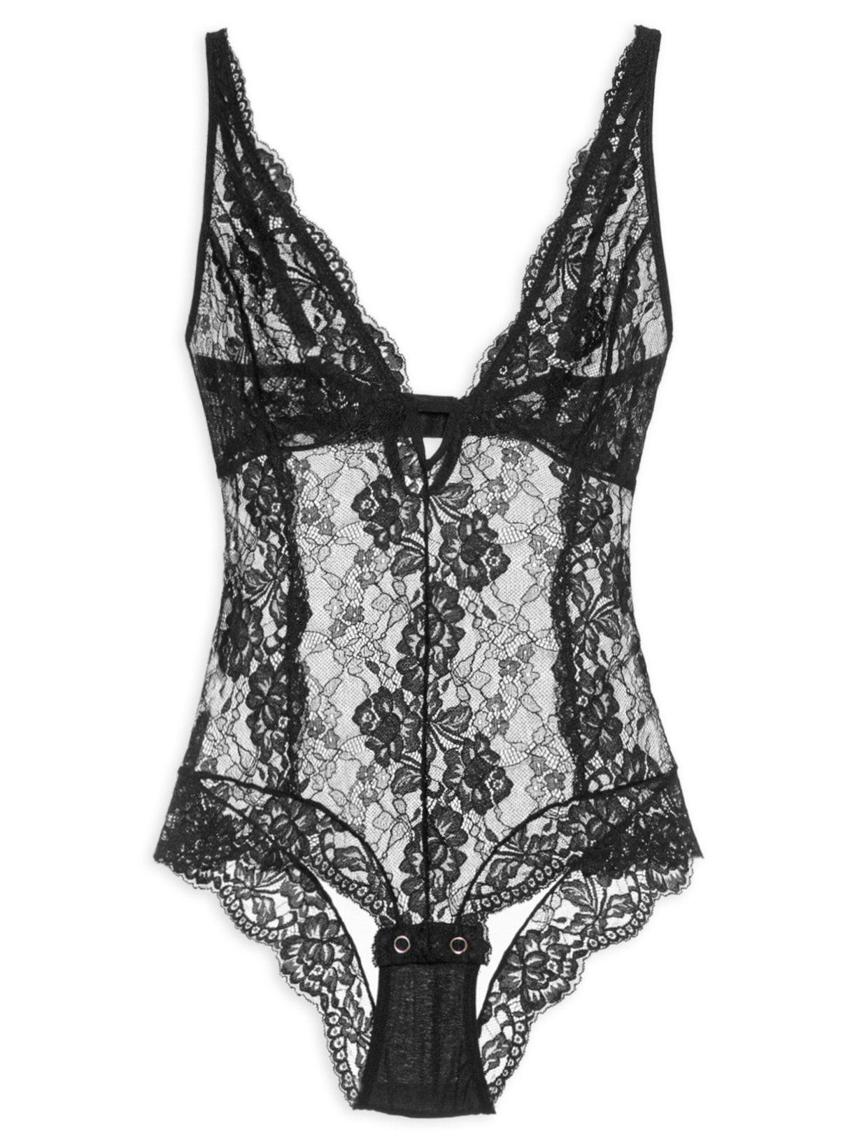 Body Feminino Renda E Tule Classic Lace - Preto