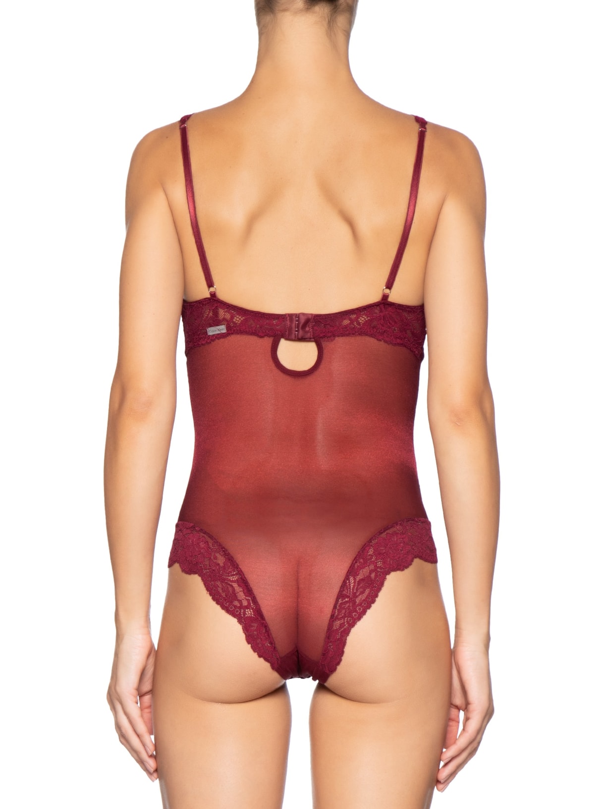 Body Feminino Renda E Tule Classic Lace  Vermelho Calvin Klein Underwear