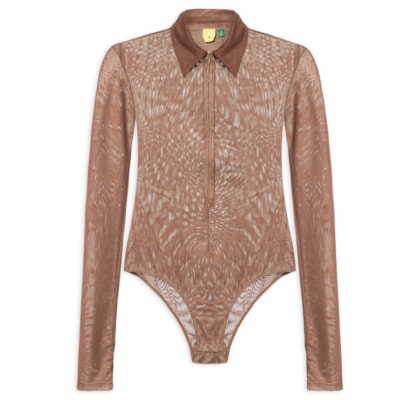 Body Feminino Tule - Marrom