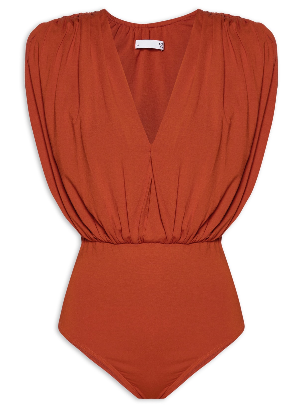 Body Franzido Com Tranpasse Em Malha - Laranja