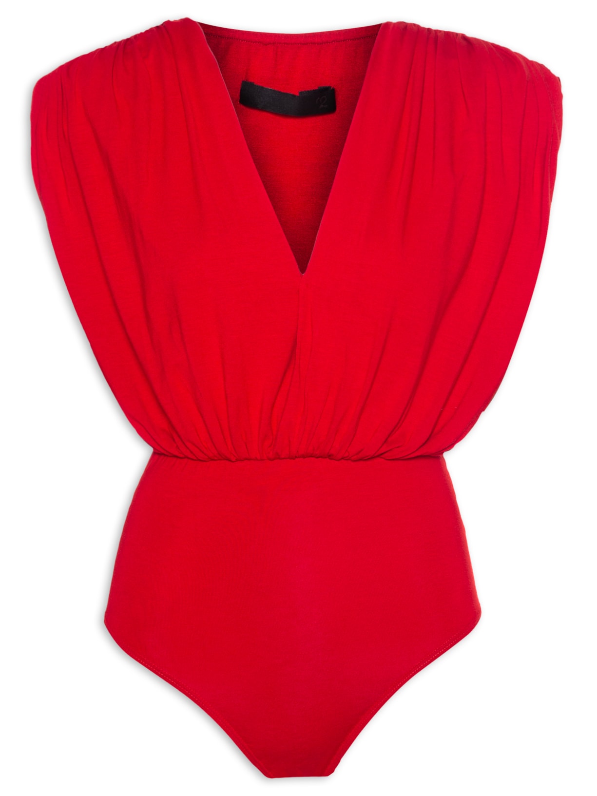 Body Franzido Com Transpasse Em Malha - Vermelho