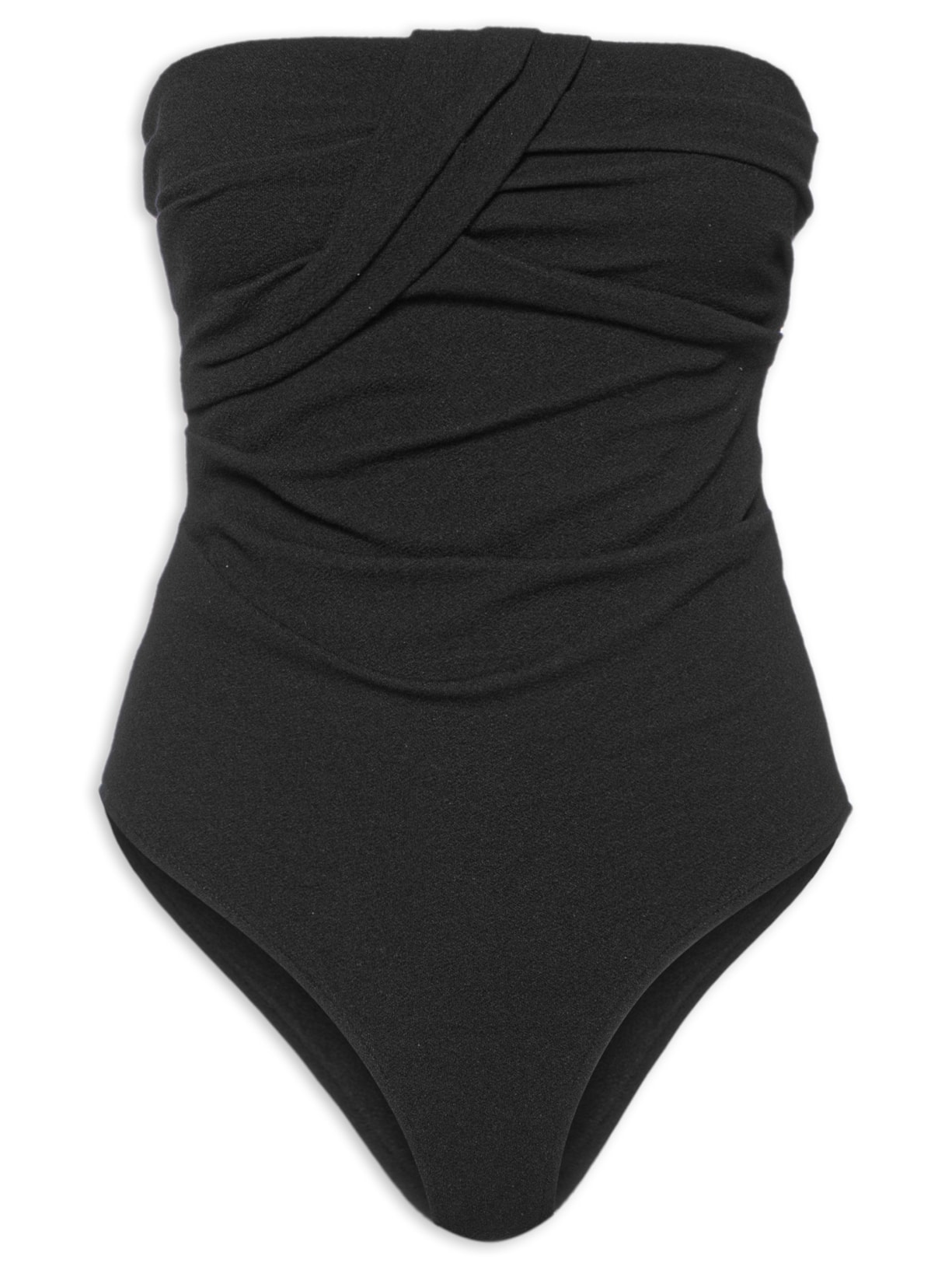 Body Malha Crepe Franzido - Preto