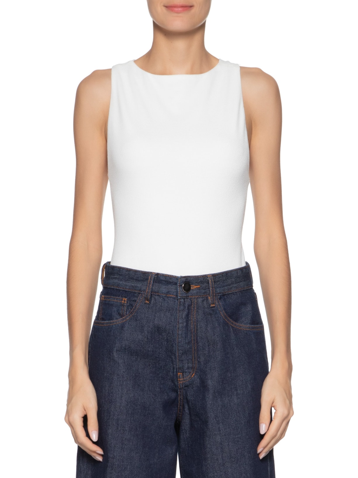 Body Malha Cruzado Costas Off White Animale