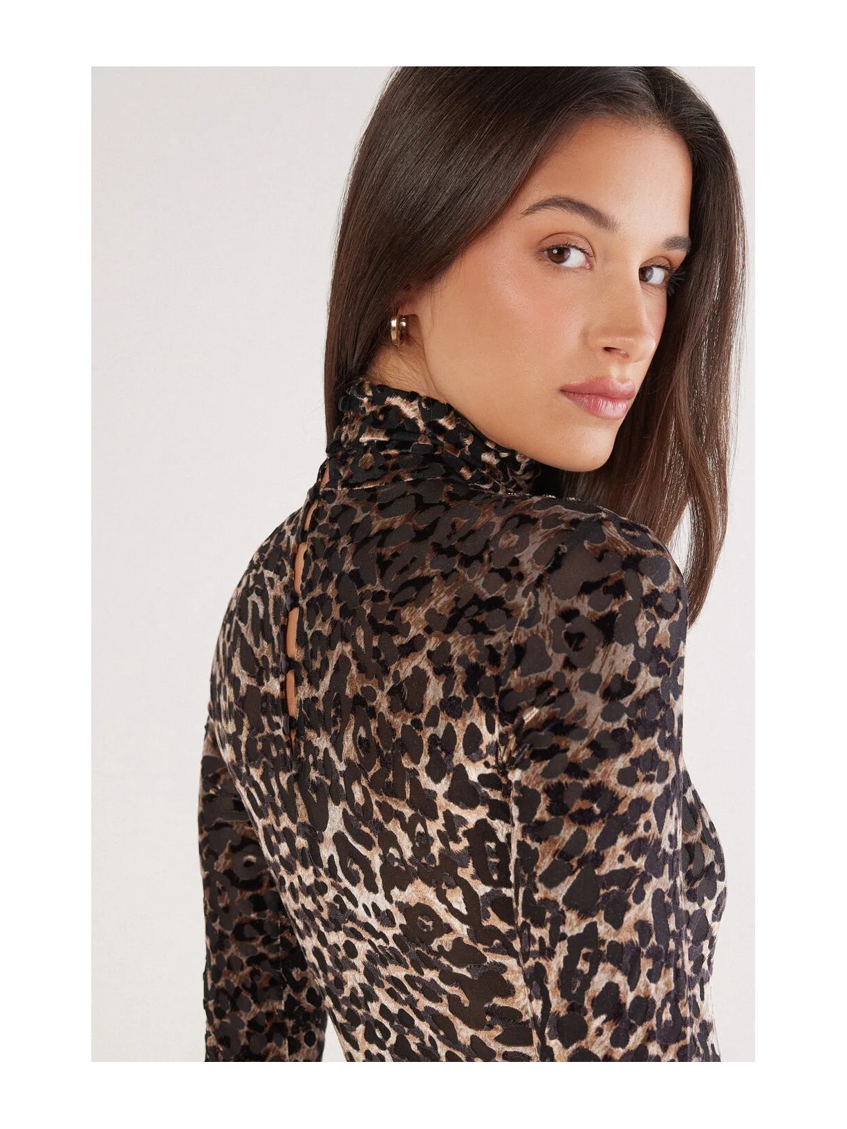 Body Manga Comprida Devoré a Moment Of Glamour Marrom Intimissimi