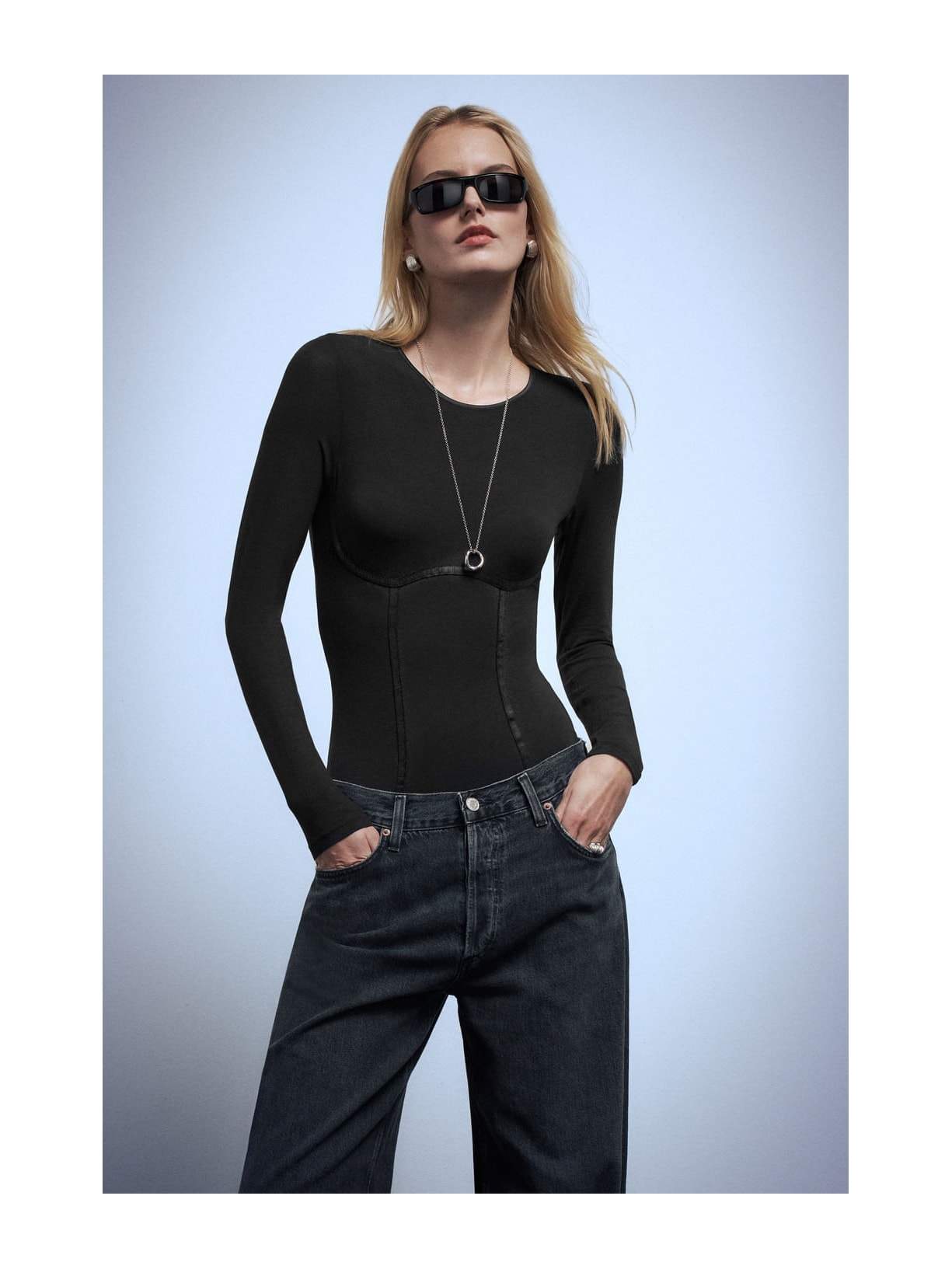 Body Manga Comprida Em Fresh Bamboo Handcrafted Luxury Preto Intimissimi