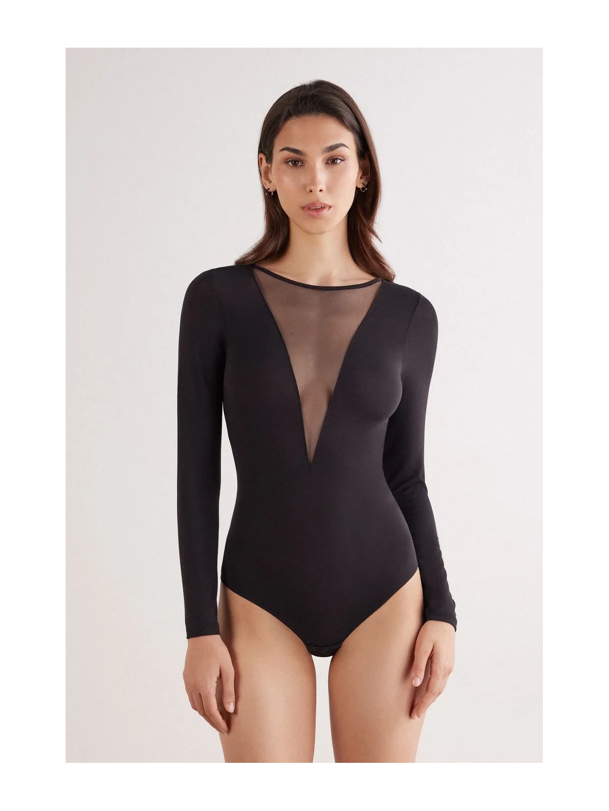 Body Manga Comprida Em Fresh Bamboo Modern Attitude Preto Intimissimi