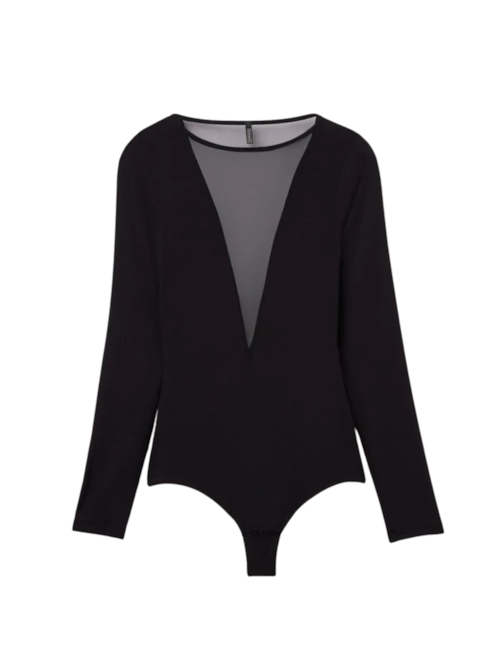 Body Manga Comprida Em Fresh Bamboo Modern Attitude - Preto