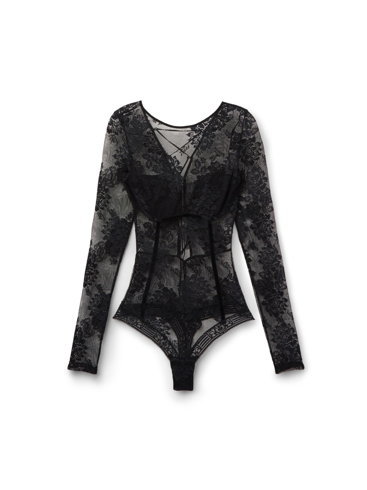 Body Manga Comprida Em Renda La Femme Fatale Preto Intimissimi