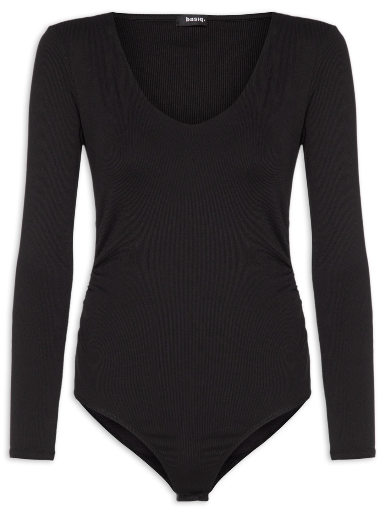 Body Manga Longa Decote U - Preto