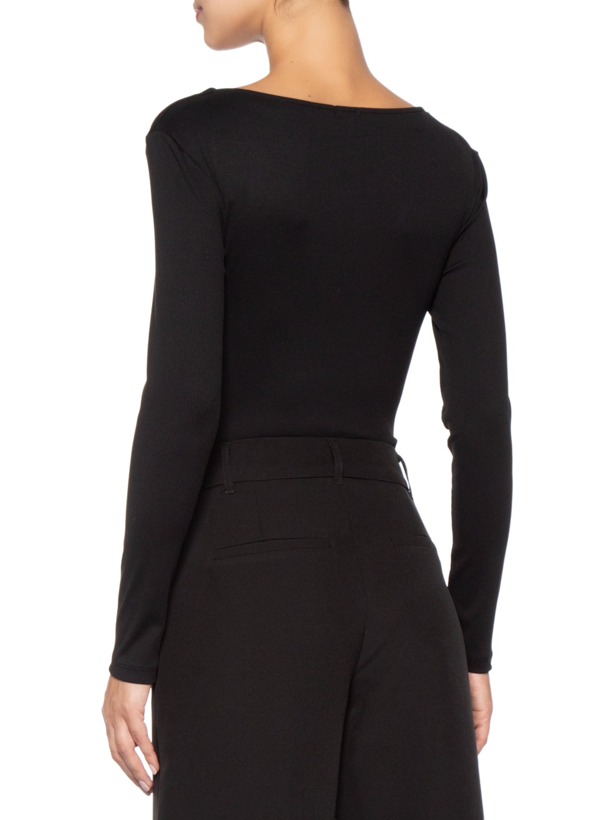 Body Manga Longa Decote U Preto Basiq