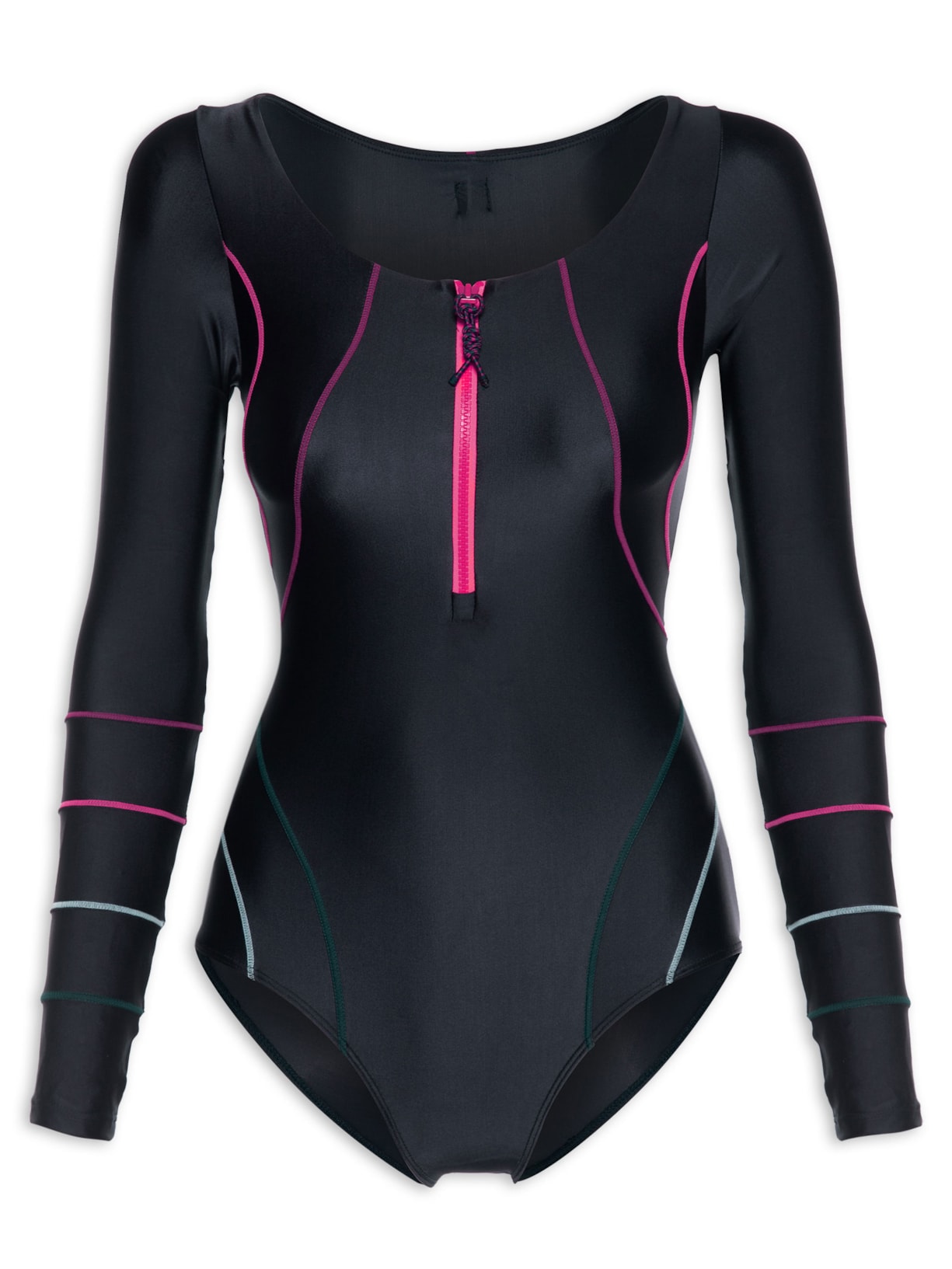 Body Manga Longa Liso - Azul