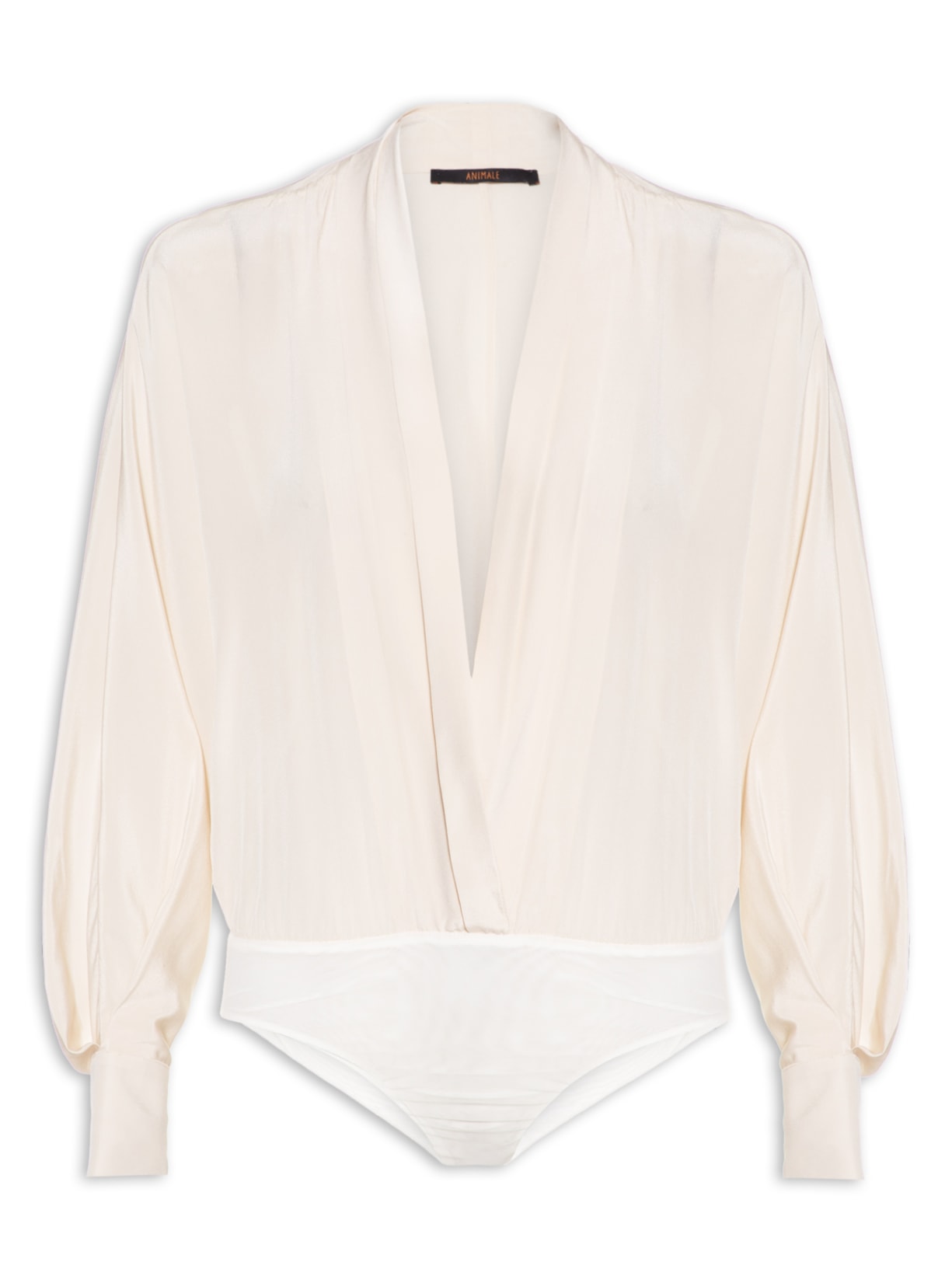 Body Manga Longa Morcelo Liso - Bege