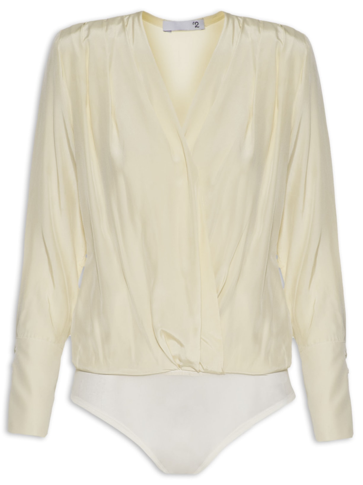 Body Manga Longa Seda Pura - Bege