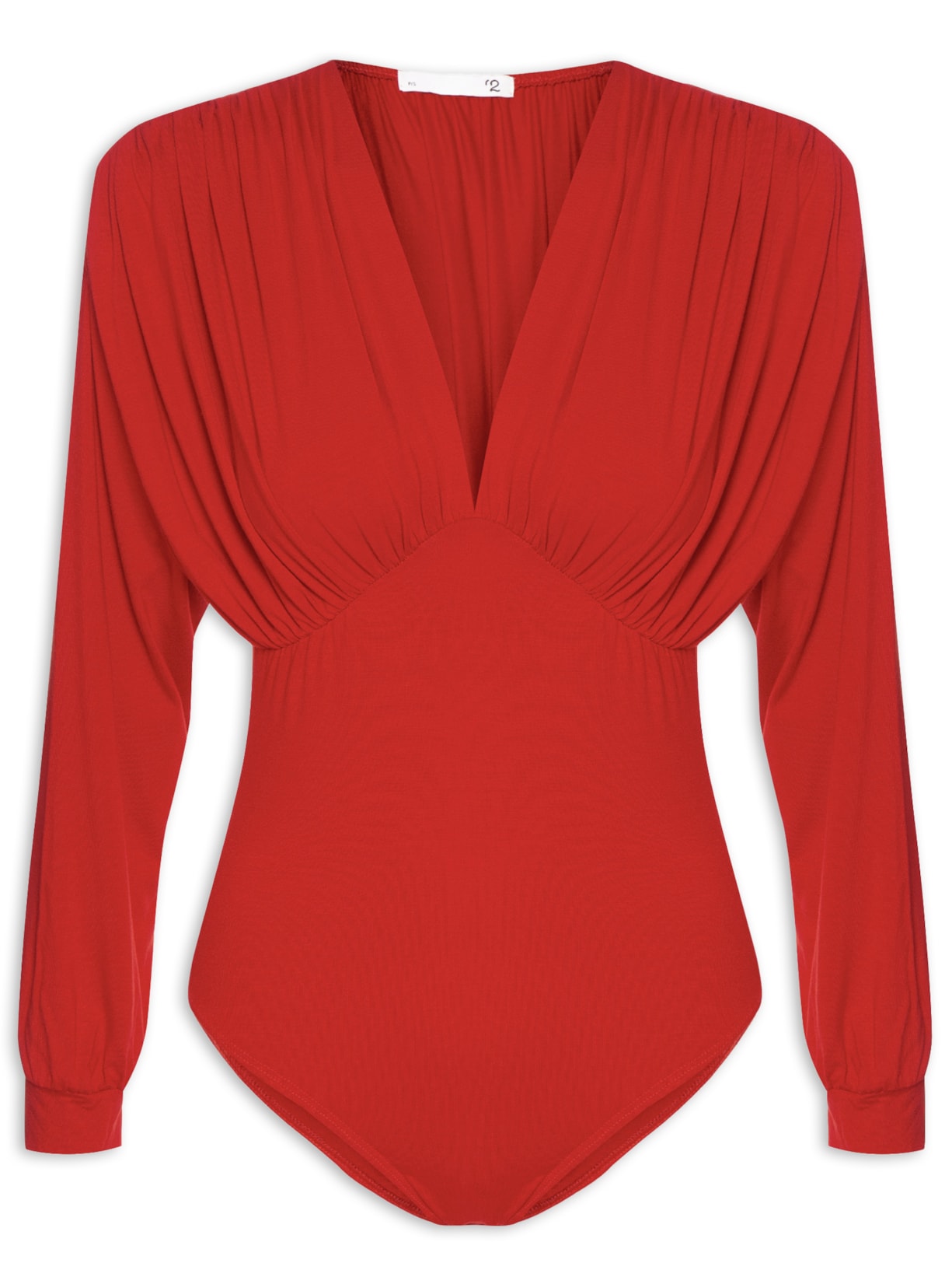 Body Manga Morcego Manga Longa - Vermelho