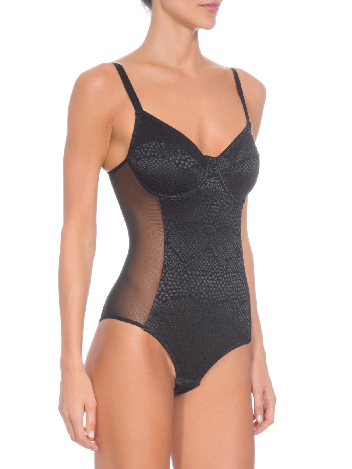 Body Meia Taça Alças Preto Valisere