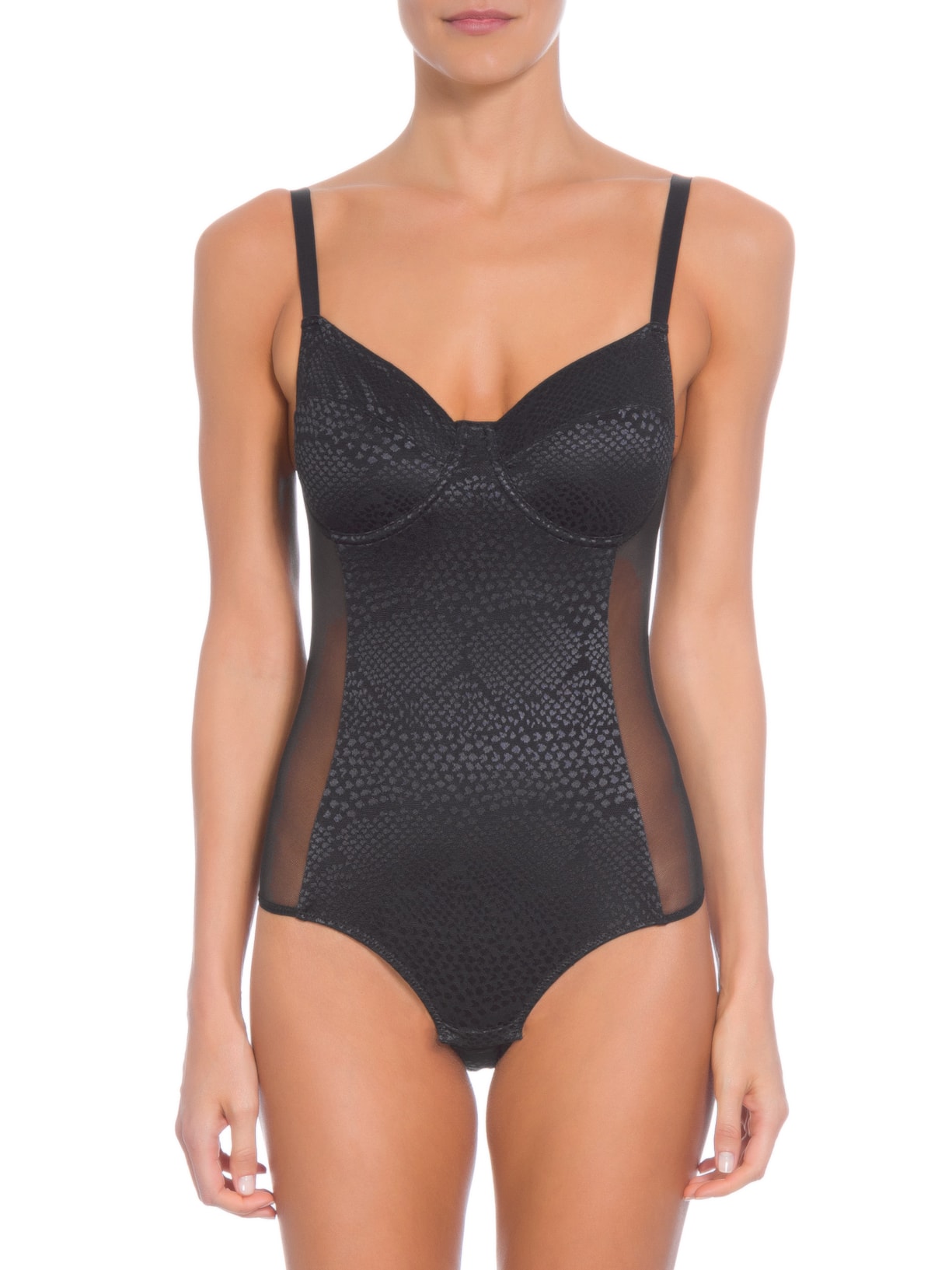 Body Meia Taça Alças Preto Valisere