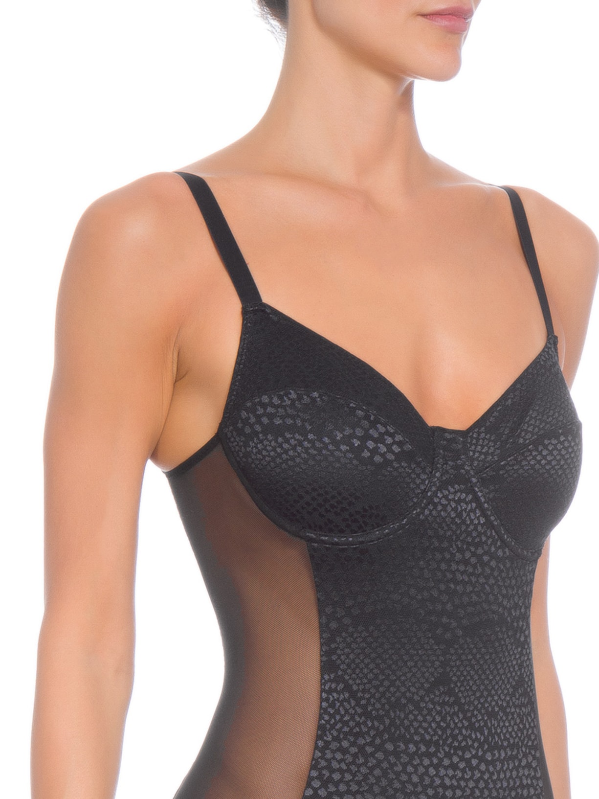 Body Meia Taça Alças Preto Valisere